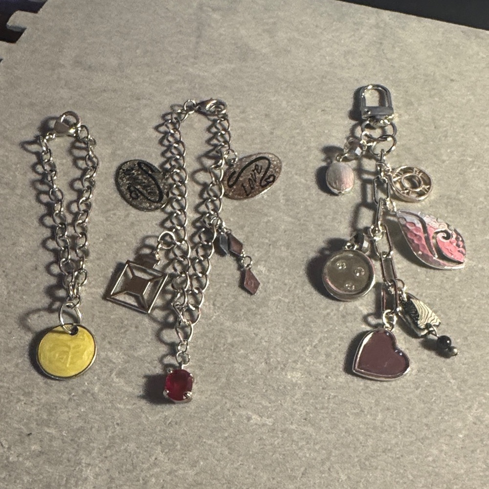 Silver Tone Charm Bracelet, Purse Charms or Steering wheel Charms